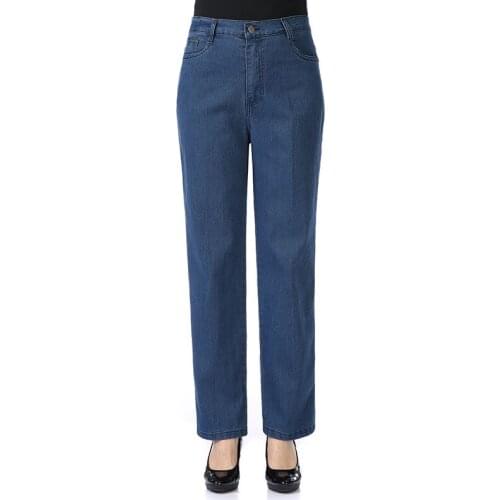 2020 Spring Autumn Fashion Large Size Female Jeans Middle-aged mother Denim Trousers women Casual straight Denim Jeans R191