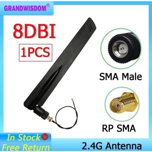 2.4Ghz Wifi antenna 8dbi SMA Male Omni-Directional 2.4 ghz antenne Router wi fi Antena +21cm RP-SMA Male Pigtail Cable
