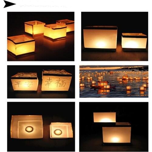 10pcs/lot 15CM Chinese Square Wishing Lantern Floating Water Lanterns Lamp Light With Candle Gold/Silver Color Dropshipping