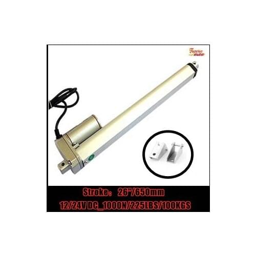 12v/24v DC , 26inch/650mm stroke electric linear actuator with mounting brackets and Low price By Express