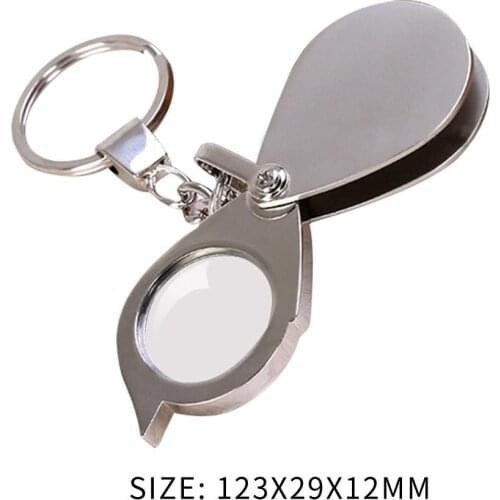 15X Portable Folding Key Ring Mini Magnifier Key Chain Magnifying Durable Glass Loupe Pocket Tool Holiday Gift Supplies