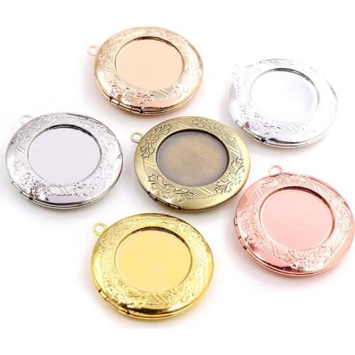 2pcs Inner 20mm Photo Locket Pendants Jewelry Tray Locket Pendant for DIY Cabochon Photo Essential Oil Diffuser Necklace