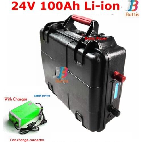 24V 100Ah Lithium ion battery BMS 7S with voltage percentage display for 2500W 2000W fishing boat trolling motor +10A Charger
