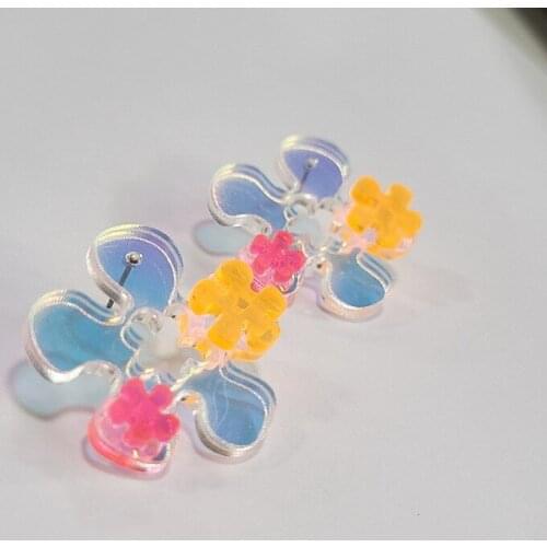 Acrylic Transparent Colorful Earrings Girl Earrings Fashion Laser Earrings