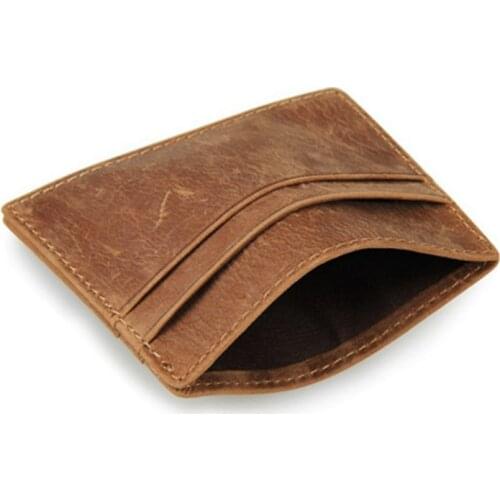 Bisi Goro Men Genuine Leather Card Holder Purse Vintage 2020 Mini Credit Card Case Men Cowhide Leather Famous Small Short Purse