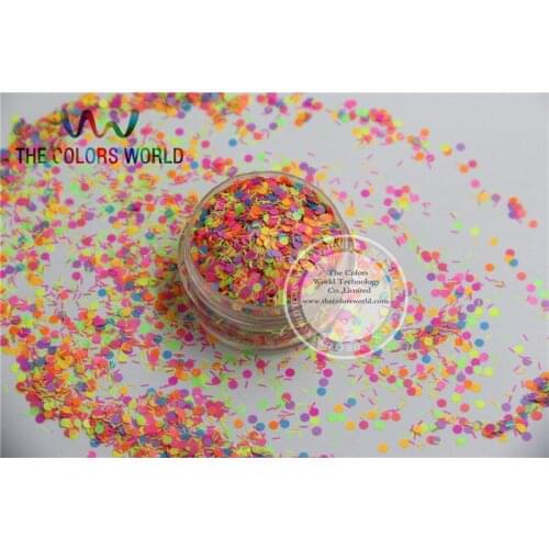 BRN215-35 Mix Neon Color Solvent Resistant Glitter Dot and bar strip shape Glitter for Nail PolishAcrylic,DIY supplies1pack=50g