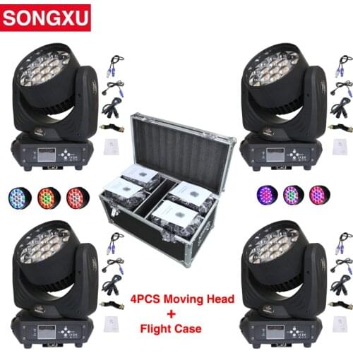 Flight Case 4in1 19x15W RGBW 4in1 LED Zoom Moving Head Light Wash Light Professional DJ Nightclub Disco Party Light/SX-MH1915A