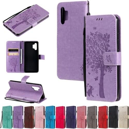 3D Tree Cat Case Wallet Flip Magnetic Stand Phone Case For Samsung Galaxy A12 A22 A32 A42 A52 A72 A82 M51 S21 Ultra Plus FE Case