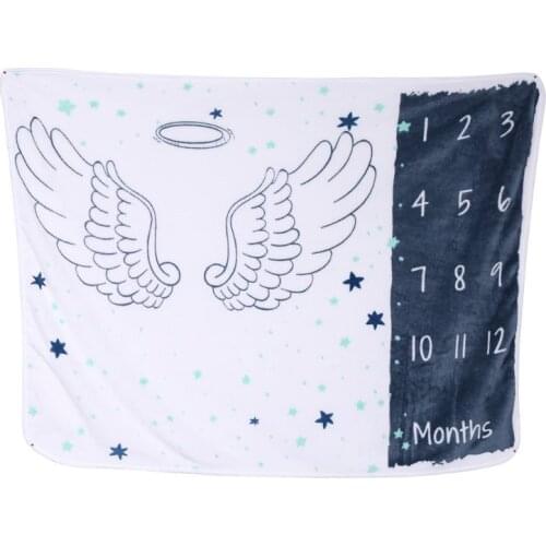 Baby Blanket Soft Flannel Photography Monthly Photo Newborn Children Cartoon Angel Milestone Sleeping Bath Crawling