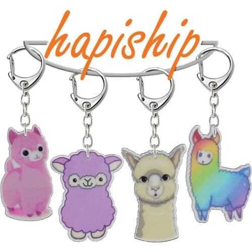 Hapiship 2018 New Hot Women/Mens Fashion Handmade Acrylic Alpaca Key Chains Key Rings Charms Gifts YSKS06 Wholesale