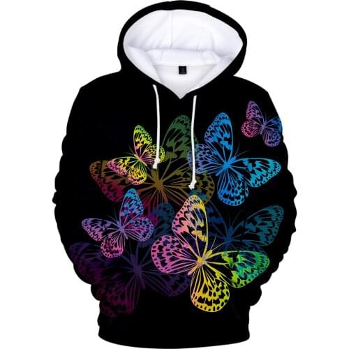 Aikooki Hoodies 3D Butterfly Rainbow Color Sweatshirts Men Women Casual Fashion Tops Harajuku Hoodie Autumn 3D Sweatshirts Mens