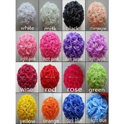 6" 15 CM Artificial Rose Silk Flower Kissing Balls White Flowers Ball For Christmas Ornaments Wedding Party Decoration 16 Color