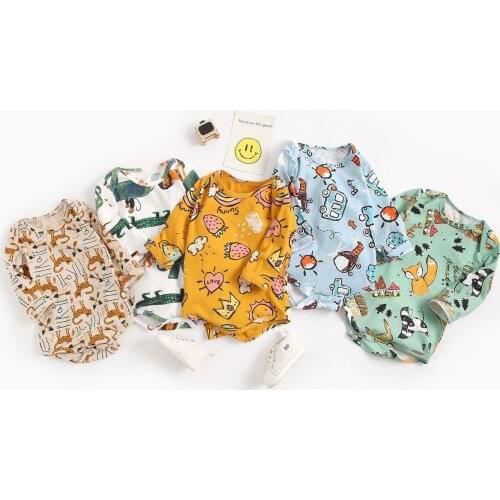 Cute Animal Pattern Printed Rompers for Newborn Baby Autumn Spring Babies Girls and Boys Long Sleeve One-pieces Brand Jumpsuit