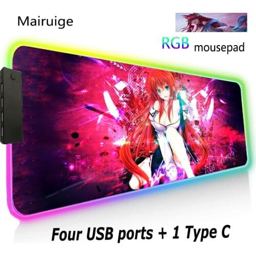 Anime Rgb Mouse Pad Xxl LED Lighting Gaming Laptop Sexy Table Mat Computer Waterproof Non-slip One Piece Wholesale MousePad