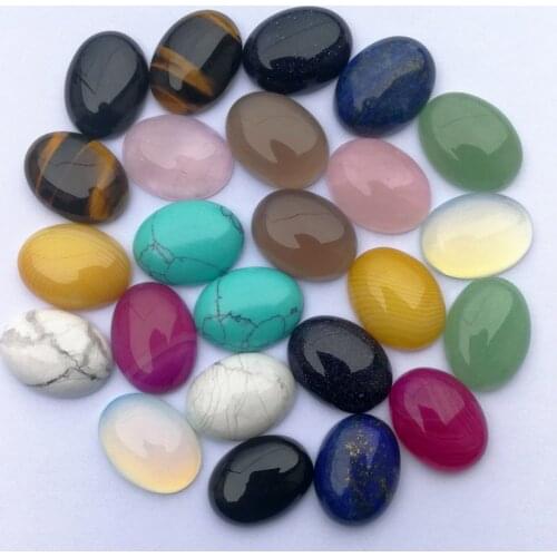 Fashion 20x15MM Natural Stone mixed cab oval cabochon for jewelry making Ring accessories 24Pcs/lot Free shipping wholesale