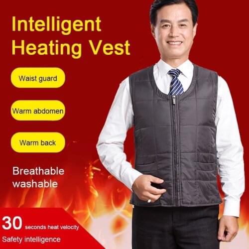 Men Autumn Winter USB Charging Heating Vest Smart Electric Heating Vest Warm Vest 5 Zone Heating Coat Washable Thermal