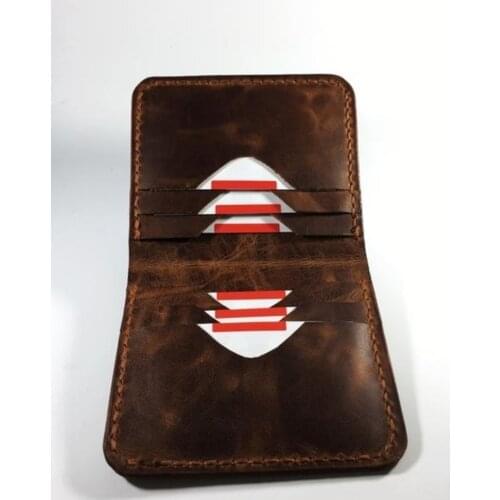 Genuine Leather Handmade Personalized Luxury Wallet Brown Money Bag Credit Card Business Card High Quality Design Men Vintage Multifunctional Coin Pouch Thin Fine 2021 New Fashion Name can be written