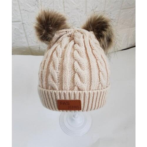 2020 New Newborn Baby Kids Girls Boys Winter Warm Knit Hat Furry Balls Pompom Solid Warm Cute Lovely Beanie Cap Gifts