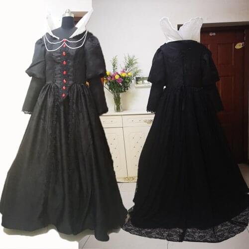 New black Vintage costumes 18th Duchess Retro medieval Renaissance Reenactment Theatre Civil war Victorian dress D-287