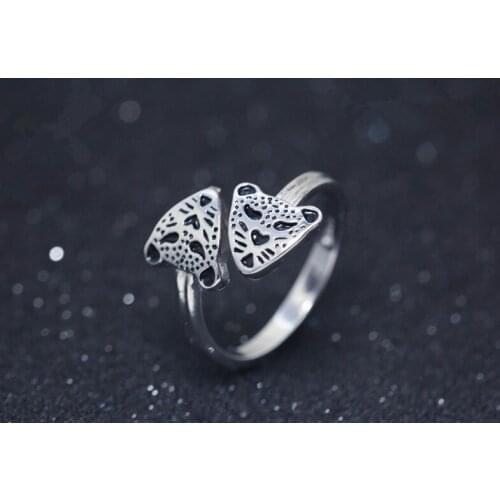 Wholesale Unique Retro Leopard Head Adjustable Ring High Quality Design Mens Leopard Promise Rings Women Gift Overwatch Aros