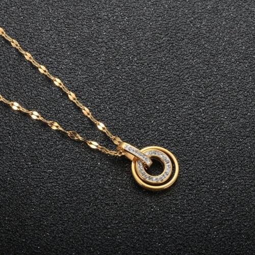 Luxury Clay Crystal Round Charm Necklace Stainless Steel Exquisite Clavicle Necklace For Women Fashion Jewelry Gift