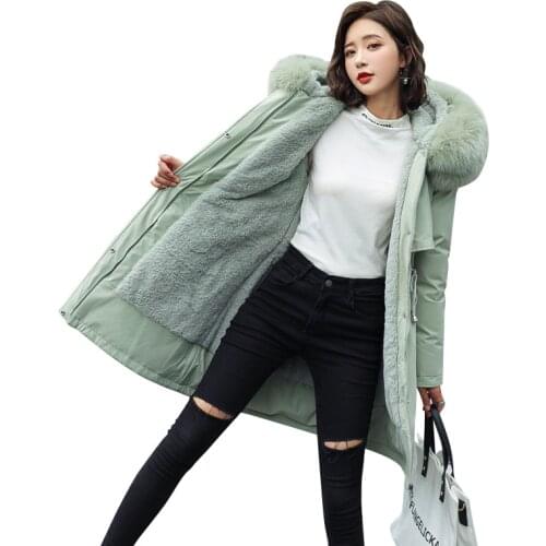 ISENMAL Women Thicken Parkas Fur Liner Hooded Winter Coat Women Wadded Jacket Long Parkas Gilrs Jaqueta Feminina Plus Size 6XL