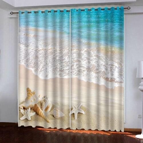 Clear beach Curtain Beautiful Photo Fashion Custom 3D Curtains Luxury Living room bedroom Blackout 3D Curtains