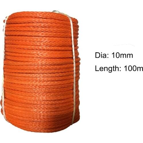 Factory Direct Sale 10MM * 100M Plasma rope UHMWPE Synthetic Winch Line