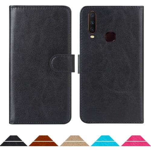 Luxury Wallet Case For Vivo Y12 PU Leather Retro Flip Cover Magnetic Fashion Cases Strap