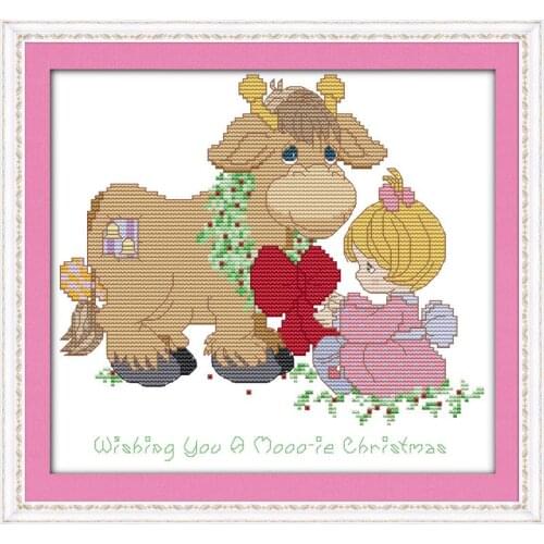 The Christmas greeting DIY Needlework 11CT 14CT Printed Counted Water Soluble Cloth Cross Stitch Kit For Home Decor and Gift