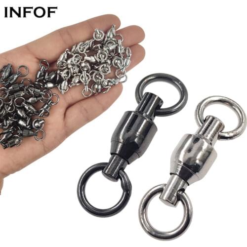 INFOF 5pcs/10pcs Ball Bearing Swivel with Solid Rings #0-#10 Swivels Fishing Connector Carp Fishing Accessories