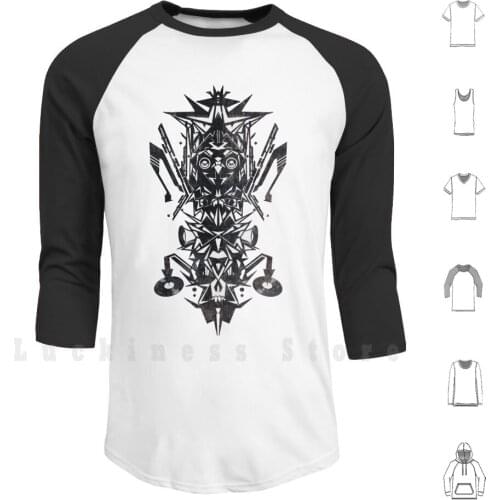 Totem Techno Hoodies Long Sleeve Totem Techno Tribe Teuf Free Party Trance Owl Vinyl Mix Dj