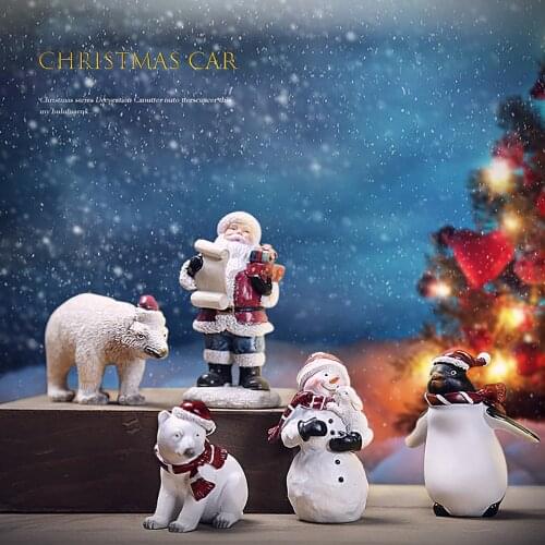 Car Ornaments Resin Christmas Santa Claus Figure Automobile Dashboard Decoration Toys Micro Landscaping Home Decor Accessories