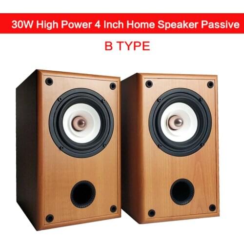 30W 4 Inch High Power Home Bookshelf Speaker Passive Full Frequency Speaker Subwoofer Box Professional DIY Audio Hifi Desktop