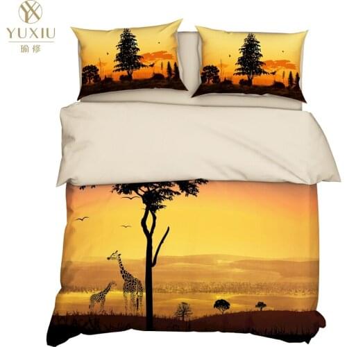 YuXiu 3D Printing Animal Giraffe Tree Duvet Covers Black Bedding Set Bed Linen Cover Pillowcases King Queen Full Twin Double