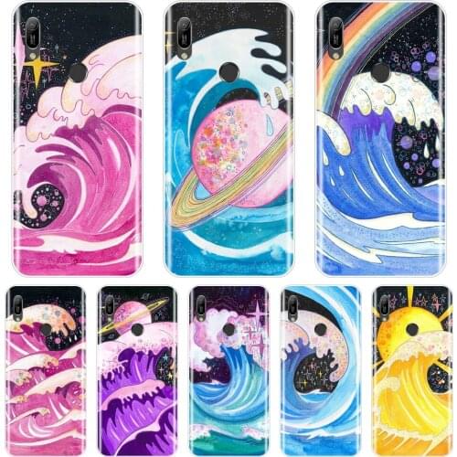 Back Cover For Huawei Y6 Y7 Y9 Pro Prime 2019 Silicone Soft Star Waves Aesthetic Space Blue Phone Case For Huawei Y5 Y6 Y7 2019