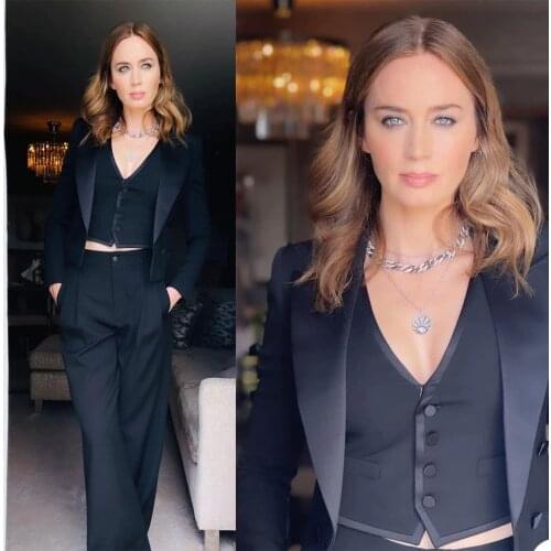 Black Pant Suits Office Female Blazer Womens Stylish Tuxedos Lady Slim Fit Casual 3 Pieces Jacket Vest Pants Daily Dress