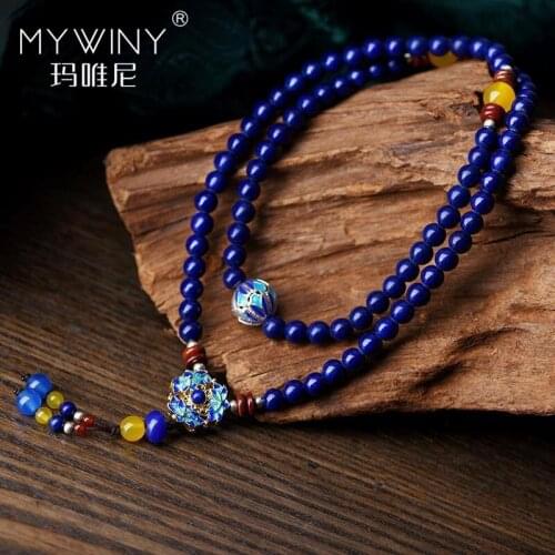 Handmade braided women cloisonne jewelry ethnic bracelet.new fashion blue nature stones vintage bracelets