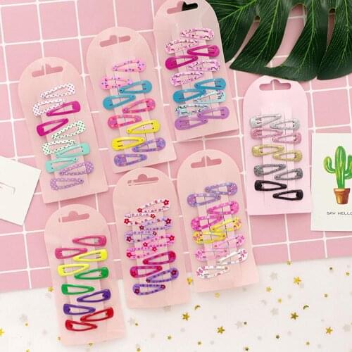 10 Pcs/set Simple Colorful Paint Childrens BB Hair Clips for Child Baby Cute Small Mini Hairpins Printing Hair Headdress 3.5cm