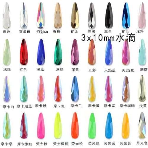 30pcs Nail Crystals Gems Rhinestones for Nails 3D Nail Art Decorations Flatback Drop Glass Strass Stone Jewelry AB Diamonds DIY
