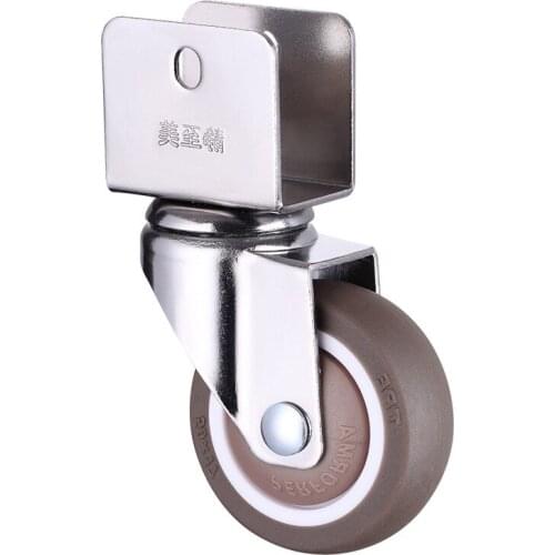 4Pcs 1" 1.25'' Ball Bearing Universal TPE Castor Caster Wheels Splint U Mount 20 22 25mm Brake Baby Bed Trolly Chair