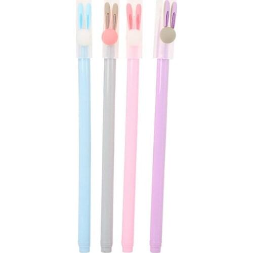 50PCS Creative Stationery Pen Cap Rabbit Gel Pen Cute Candy Color Student Water Pen Office Signature Pen Wholesale