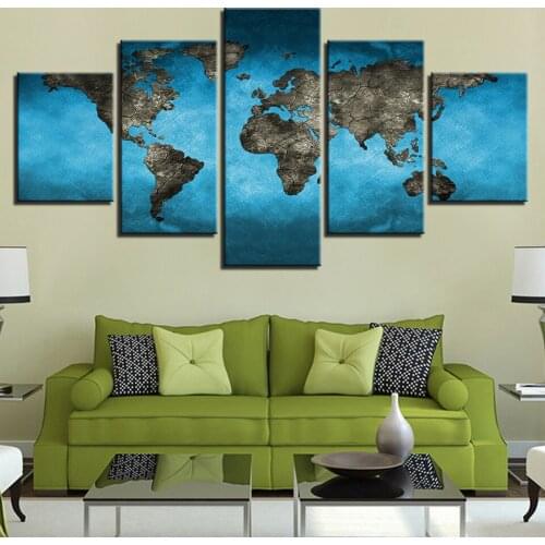 Paintings HD Abstract Canvas Living Room Wall Art Poster 5 Pieces Retro World Map Decoration Pictures Frame 3 Assassins Creed