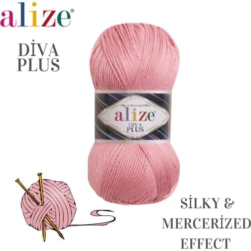 Alize Diva Plus Yarn, 100% Acrylic Yarn, Perfect for Bikini, Dress, Blouse, Amigurumi, Mercerized Effect Yarn, Vest Yarn