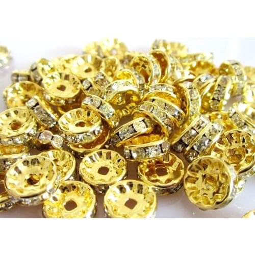 Kwoi vita Wholesale price Gold 10mm 500pcs Crystal Rhinestone Spacer Beads for Necklace Bracelet Jewelry