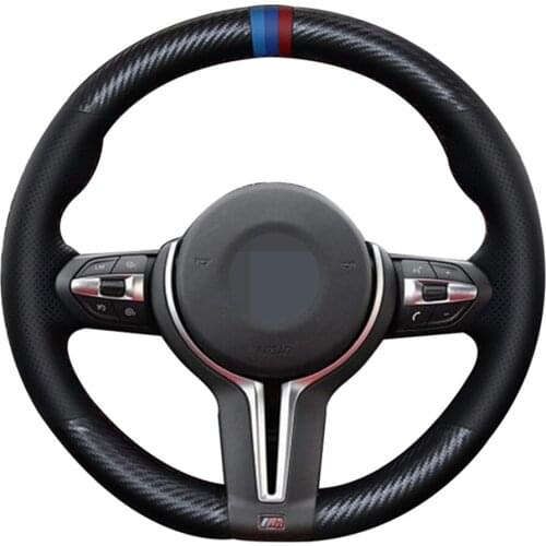 Car Steering Wheel Cover Black Carbon Fiber For BMW F87 M2 F80 M3 F82 M4 M5 F12 F13 M6 X5 M F86 X6 M F33 F30 M Sport