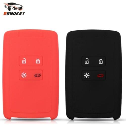 Dandkey For Renault 2016 2017 Koleos Kadjar 4 Buttons Keyless Silicone Car Key Remote Shell Case Fob Keychain Holder Protector