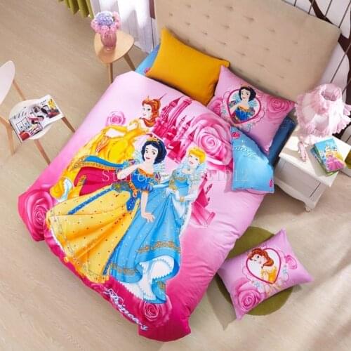 Disney Cinderella Snow White Pooh Bear Mickey Minnie Mouse Cotton Bedding Cartoon Donald Duck Duvet Cover Pillowcase Sheet