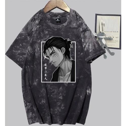 Anime Attack on Eren Yeager Graphic Shirt Unisex Hip Hop Streetwear Fashion Tie-dye Costume Summer Tops Harajuku Clothes