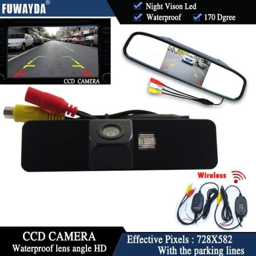 FUWAYDA Wireless Color CCD Chip Car Rear View Camera for Subaru Legacy Liberty + 4.3 Inch rearview Mirror Monitor WATERPROOF HD